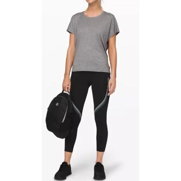 Lululemon Speed Limit Crop 23" Leggings•10•Black Striped Rear Zip Pocket lw6auts - Picture 1 of 16